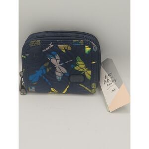 lug Splits Navy Quilted Dragonfly Wallet Multicolor RFID NEW
